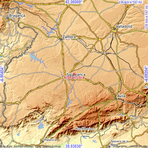 Topographic map of Aldearrubia
