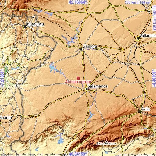 Topographic map of Aldearrodrigo