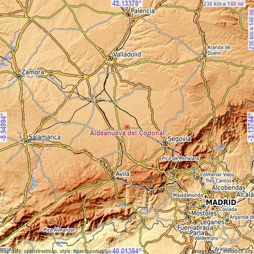 Topographic map of Aldeanueva del Codonal