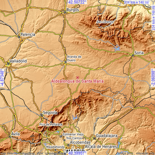 Topographic map of Aldealengua de Santa María