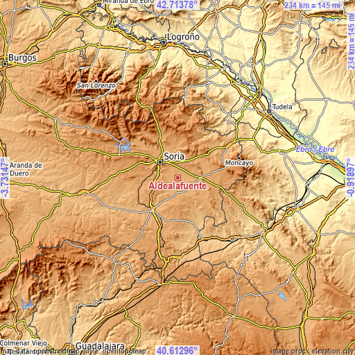 Topographic map of Aldealafuente