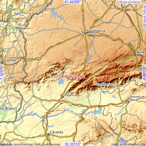 Topographic map of Aldeacipreste