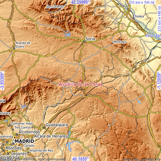 Topographic map of Alcubilla de las Peñas