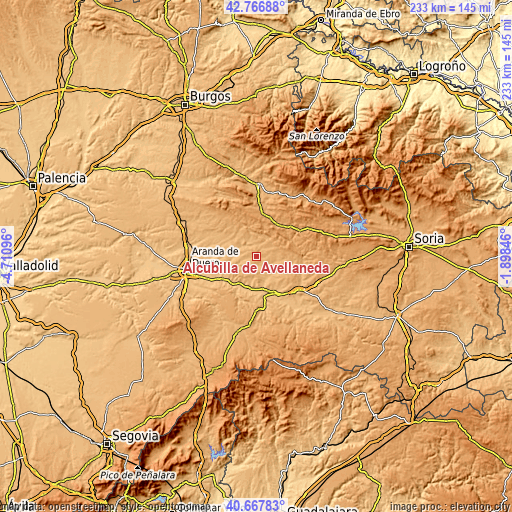 Topographic map of Alcubilla de Avellaneda