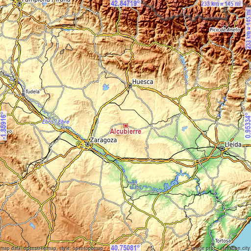 Topographic map of Alcubierre