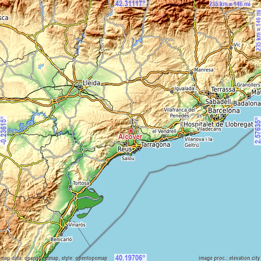 Topographic map of Alcover