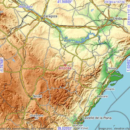 Topographic map of Alcorisa