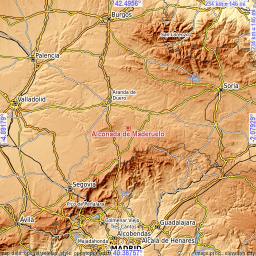 Topographic map of Alconada de Maderuelo