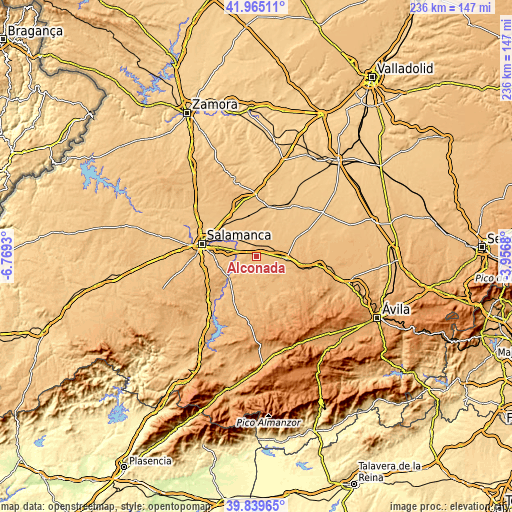 Topographic map of Alconada