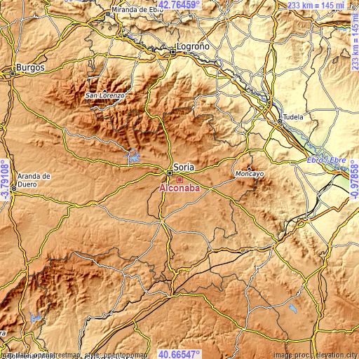 Topographic map of Alconaba