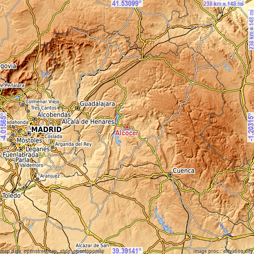 Topographic map of Alcocer