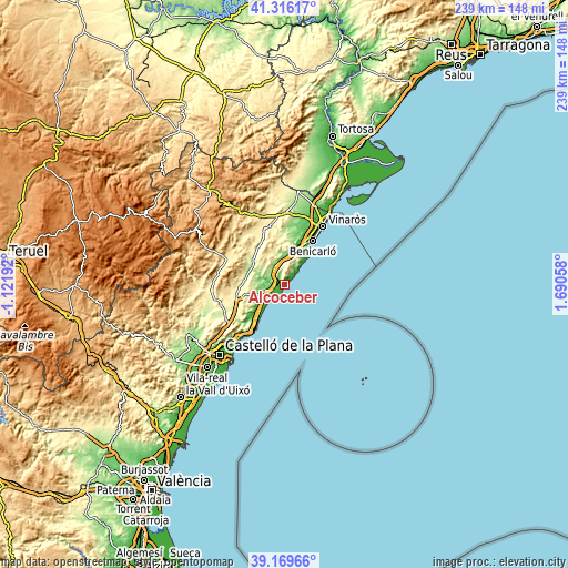 Topographic map of Alcocéber