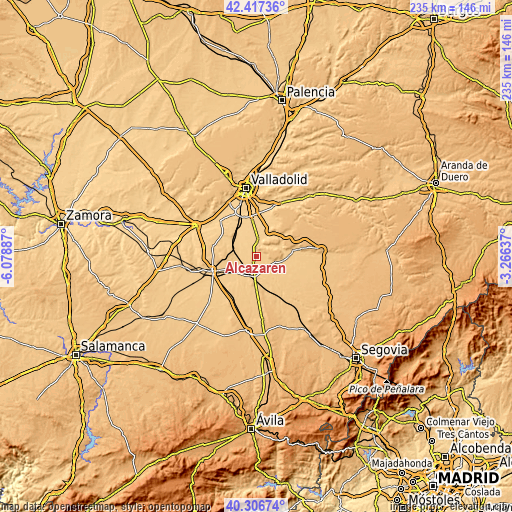 Topographic map of Alcazarén