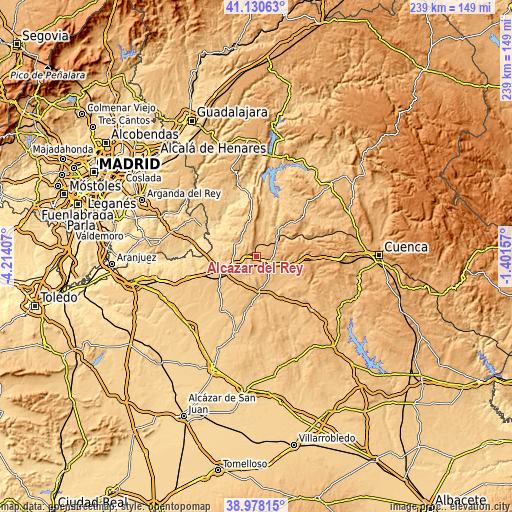 Topographic map of Alcázar del Rey