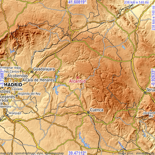 Topographic map of Alcantud