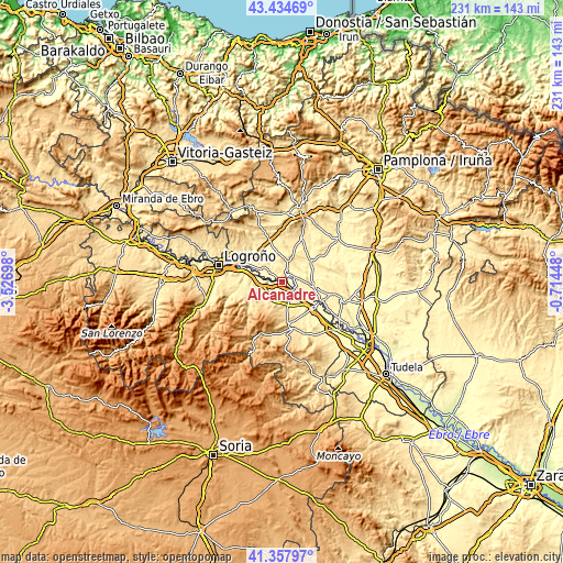 Topographic map of Alcanadre