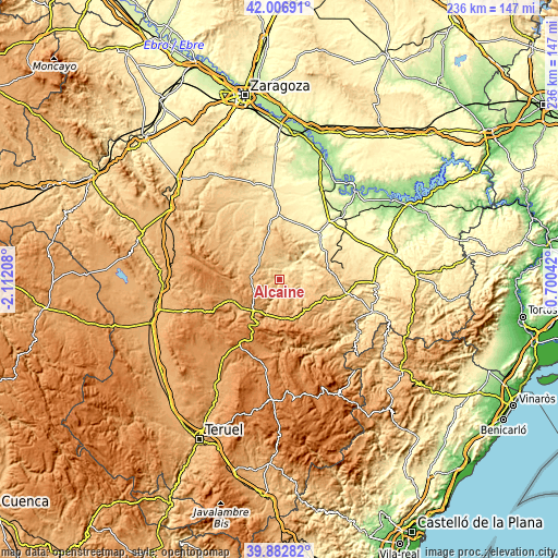 Topographic map of Alcaine