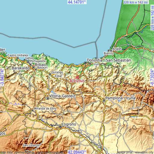 Topographic map of Albiztur