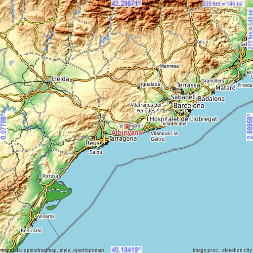 Topographic map of Albinyana