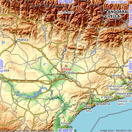 Topographic map of Albesa