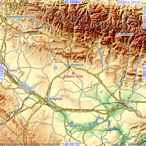 Topographic map of Albero Alto