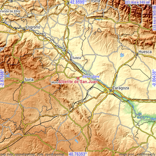 Topographic map of Alberite de San Juan