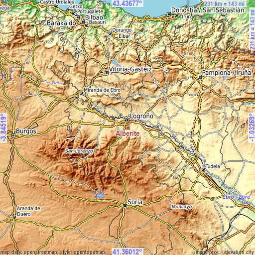 Topographic map of Alberite