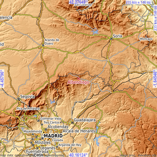 Topographic map of Albendiego