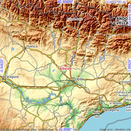 Topographic map of Albelda