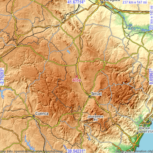 Topographic map of Alba