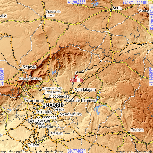 Topographic map of Alarilla