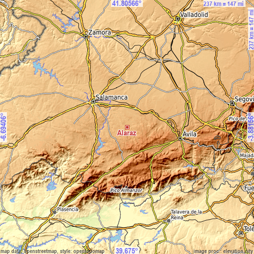 Topographic map of Alaraz