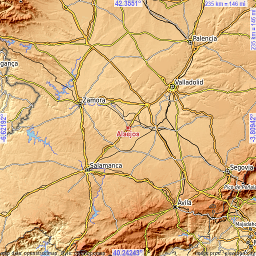 Topographic map of Alaejos