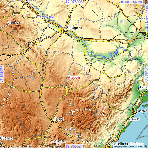 Topographic map of Alacón