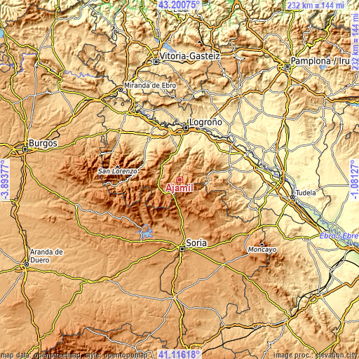 Topographic map of Ajamil