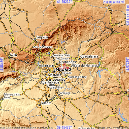 Topographic map of Ajalvir