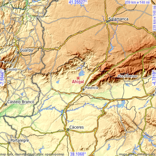 Topographic map of Ahigal