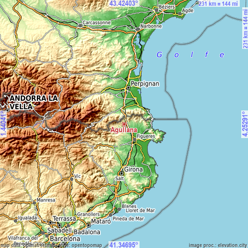 Topographic map of Agullana