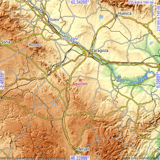 Topographic map of Aguilón