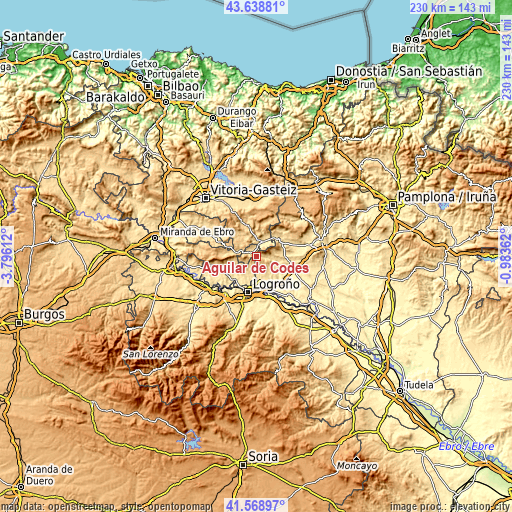 Topographic map of Aguilar de Codés