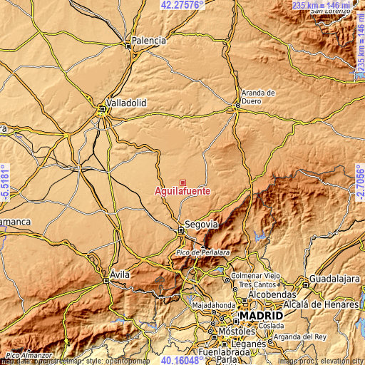 Topographic map of Aguilafuente