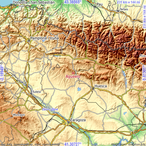 Topographic map of Agüero