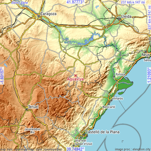 Topographic map of Aguaviva