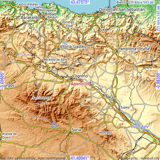 Topographic map of Agoncillo