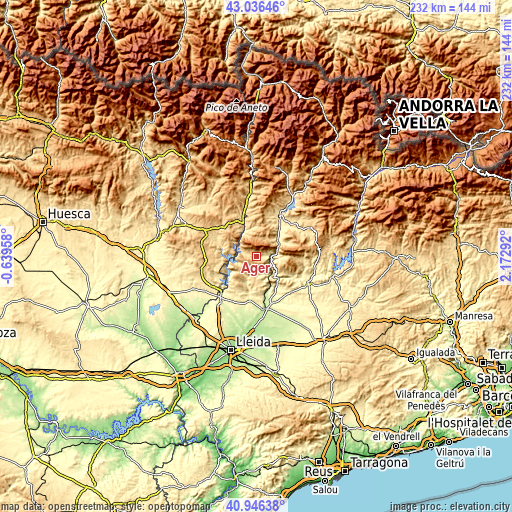 Topographic map of Àger