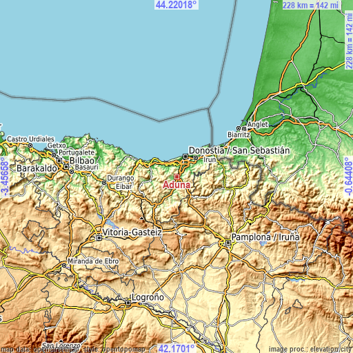 Topographic map of Aduna