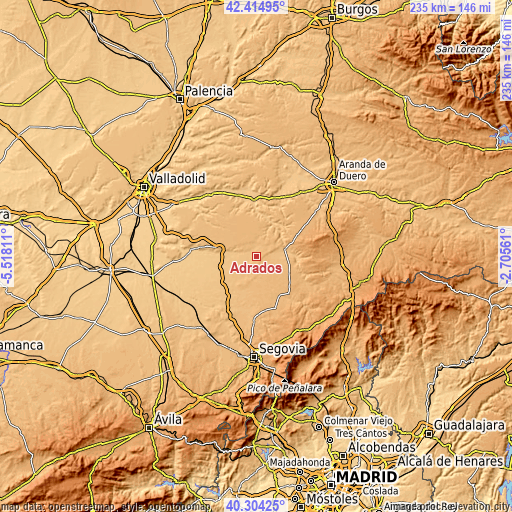 Topographic map of Adrados