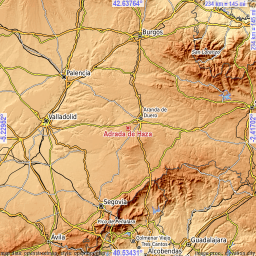 Topographic map of Adrada de Haza