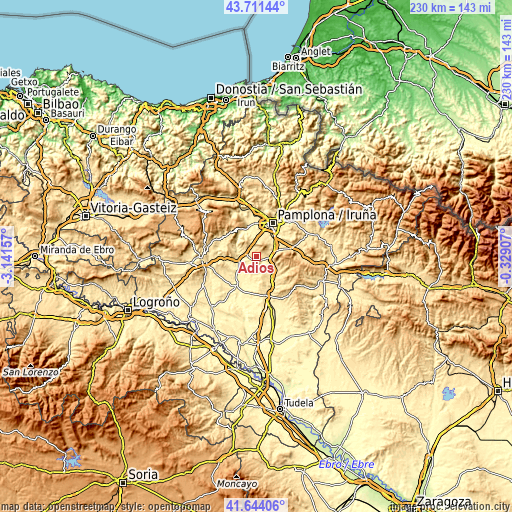 Topographic map of Adiós