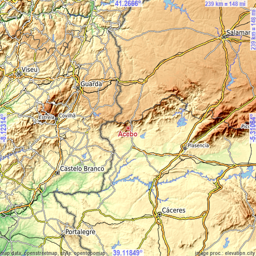 Topographic map of Acebo